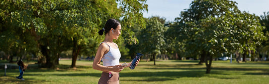 Person walking outdoors for mental health & anxiety relief