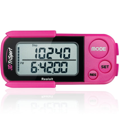 3DTriSport Pedometer for Walking with Clip and Lanyard