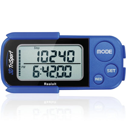 3DTriSport Pedometer for Walking with Clip and Lanyard