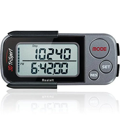 3DTriSport Pedometer for Walking with Clip and Lanyard